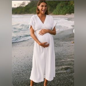 Hatch The Carolina Dress White Size 2 Medium Maternity Cotton Midi Summer